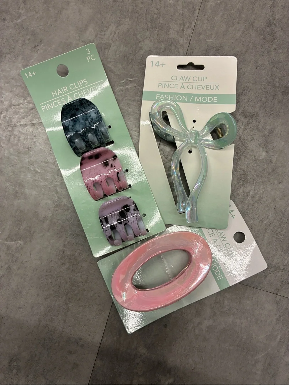 3-Pack Pastel Hair Clips Set - Pink, Lavender, Mint